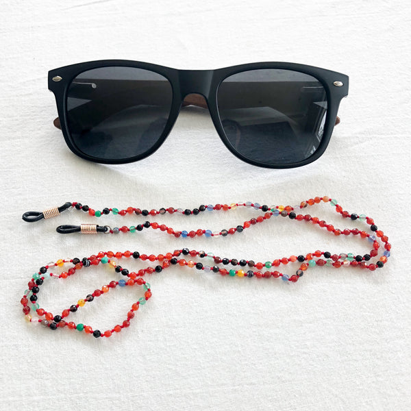 Rainbow Agate hand knotted sunglass chain