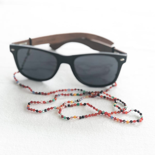 Rainbow Agate hand knotted sunglass chain