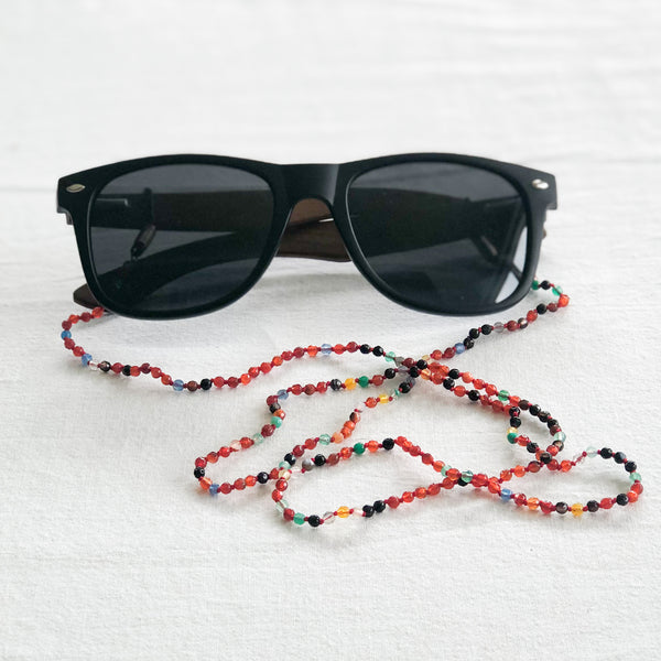 Rainbow Agate hand knotted sunglass chain
