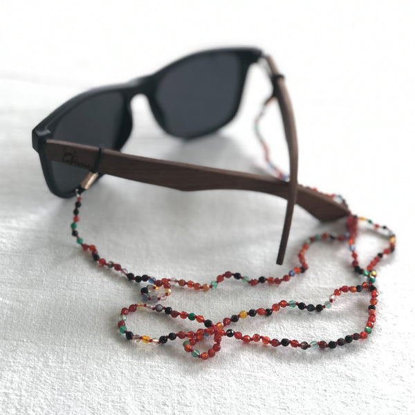 Rainbow Agate hand knotted sunglass chain