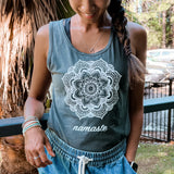 Mandala Flower Vintage  Charcoal Dyed Casual Tank Top