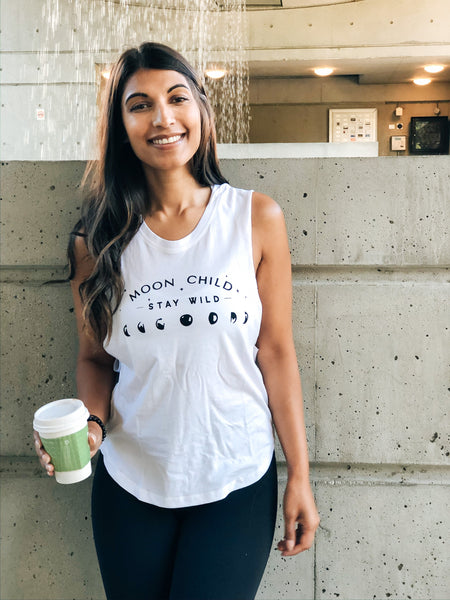 Moon Child  Muscle Tank White