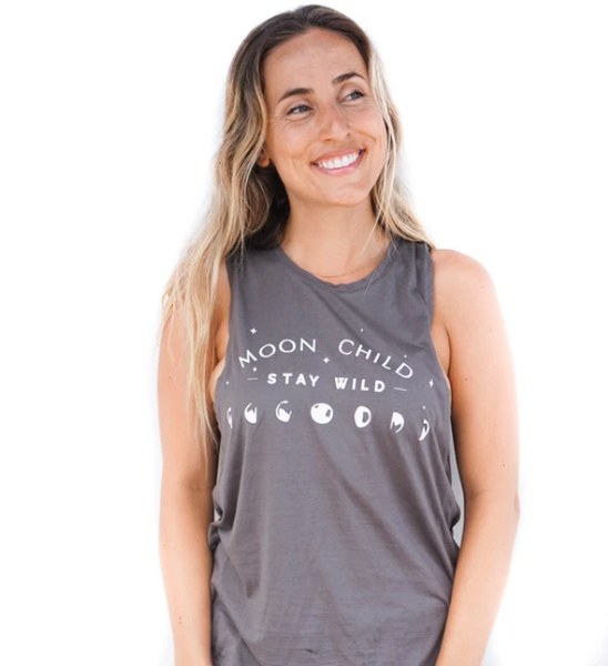 Moonchild Stay Wild Grey Muscle tank