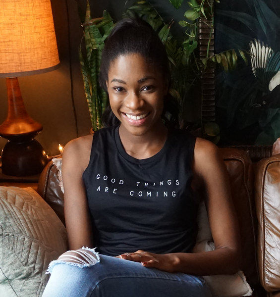 Good things are coming muscle tank black