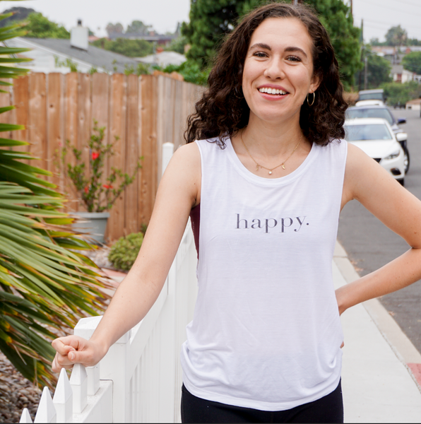 Happy Muscle Tank - White