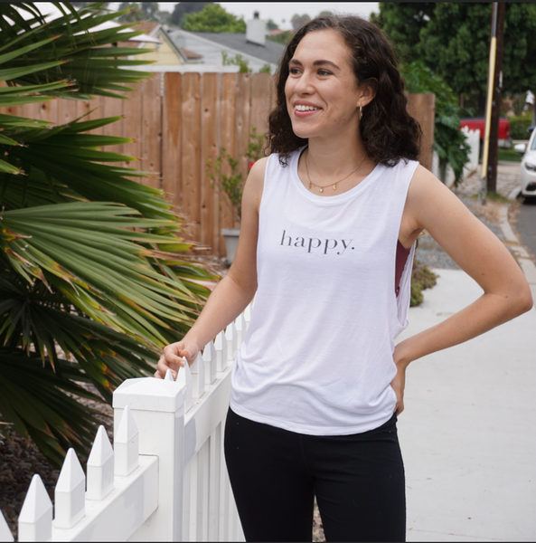 Happy Muscle Tank - White