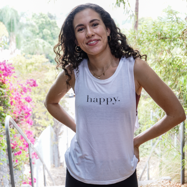 Happy Muscle Tank - White