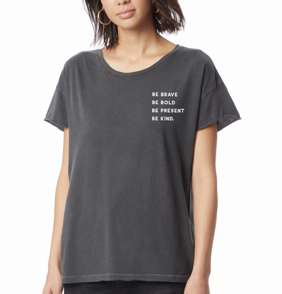 Be Bold, Be Brave Casual Charcoal T-shirt
