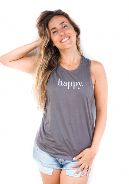 Happy Grey Twist Back Tank top