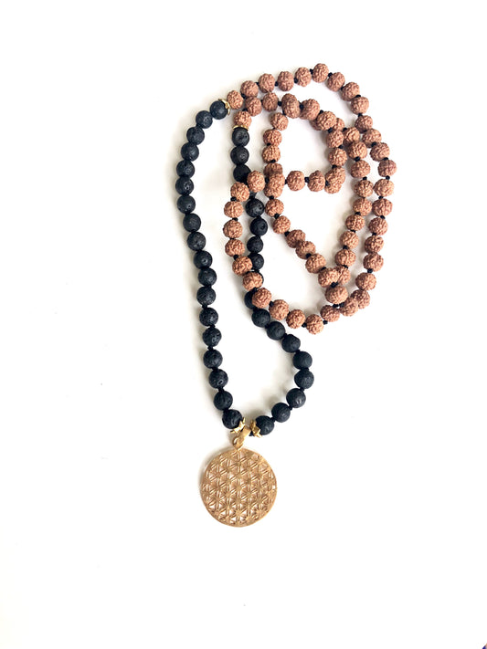 Lava + Flower of life Mala