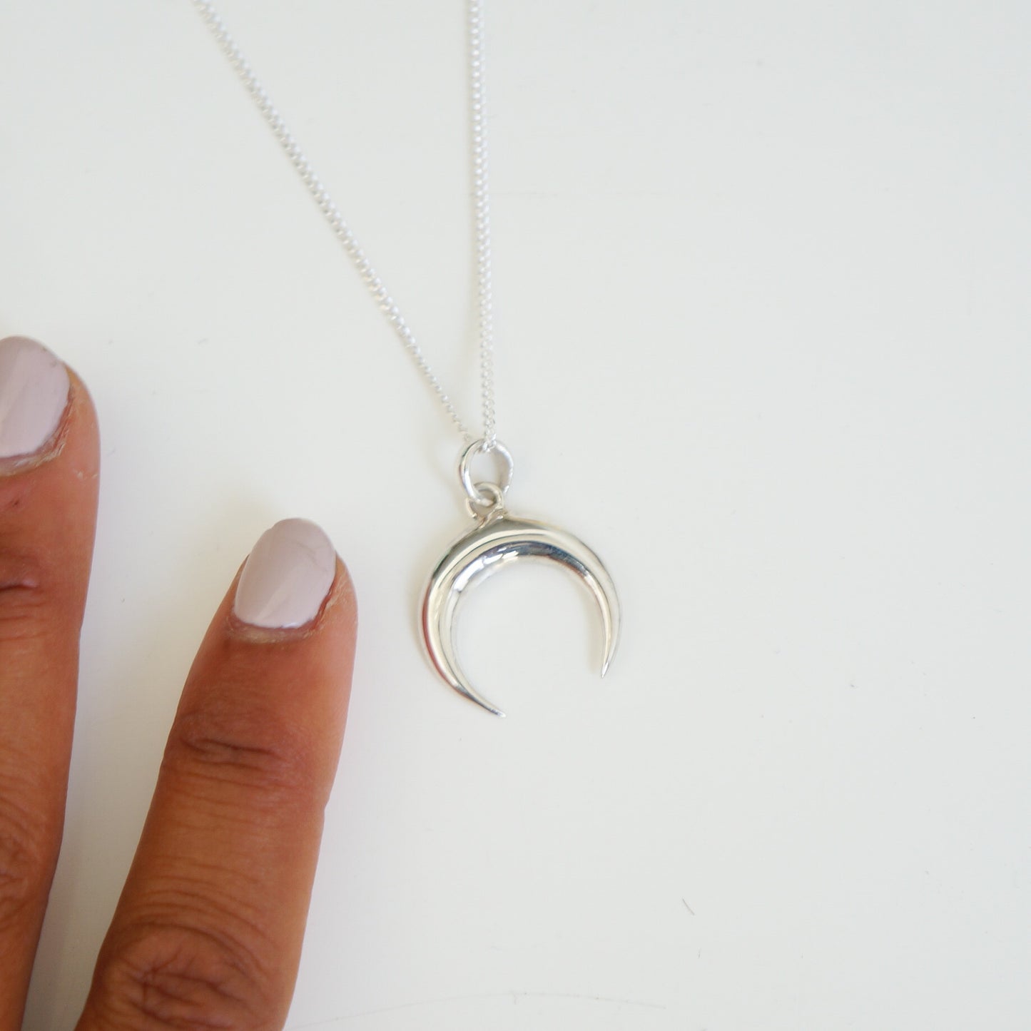 Crescent Moon Silver Necklace