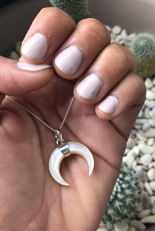 Mother of Pearl Crecent Moon Necklace