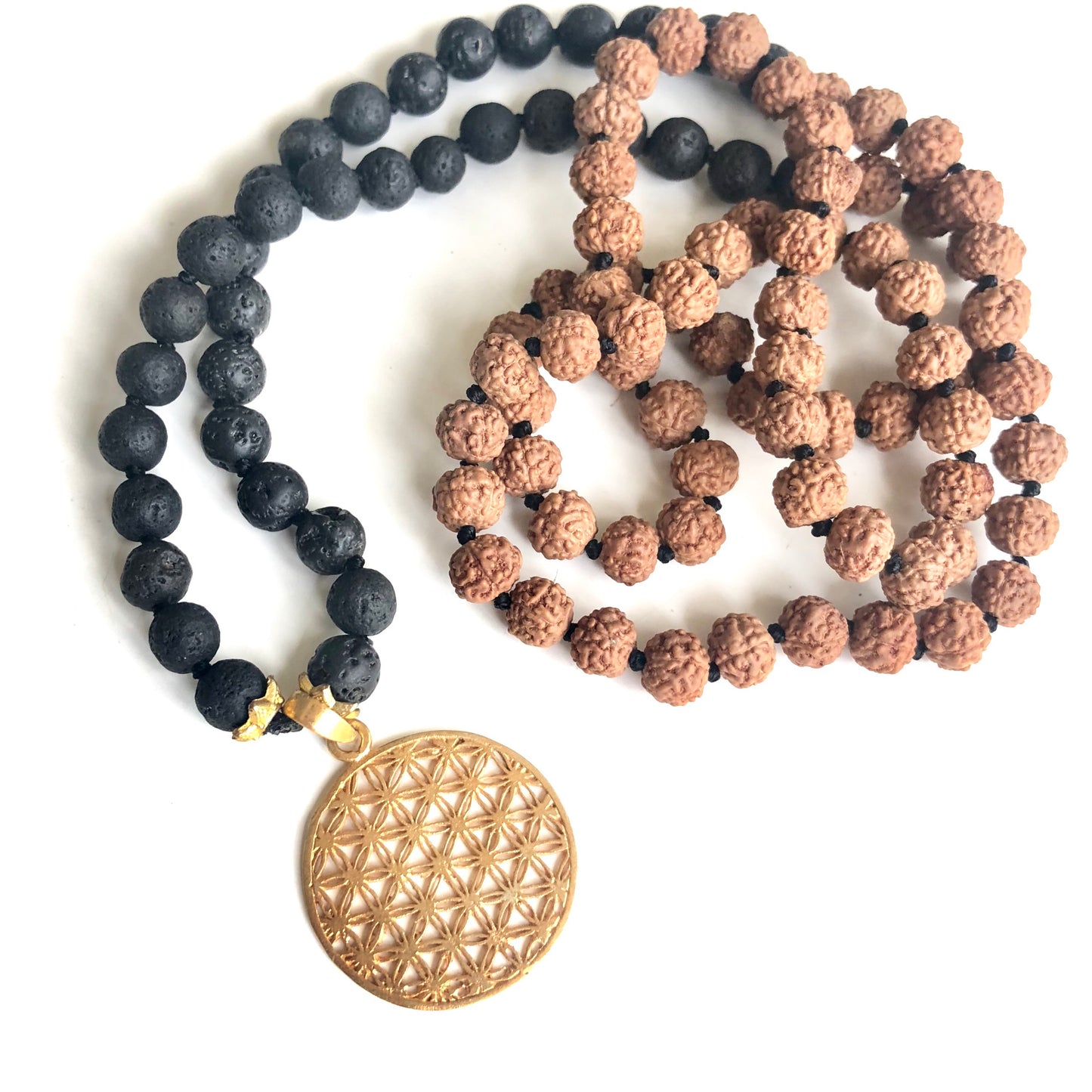 Lava + Flower of life Mala