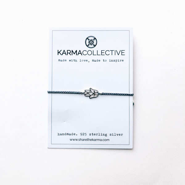 Sterling Silver Hamsa Bracelet blue