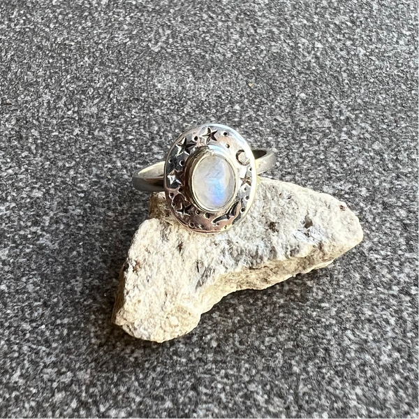 Moonstone Celestial Galaxy ring