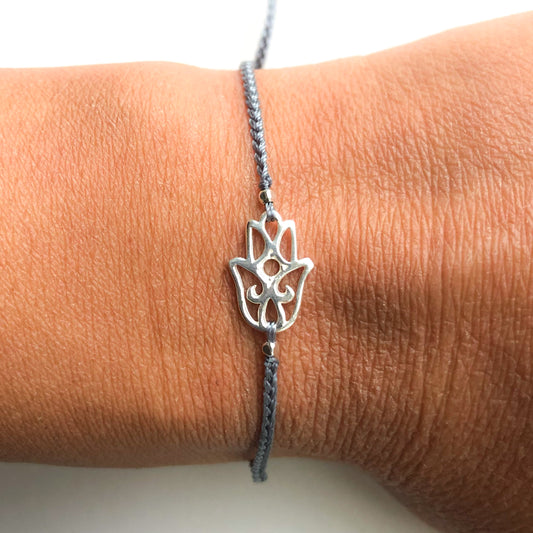 Sterling Silver Hamsa Bracelet blue