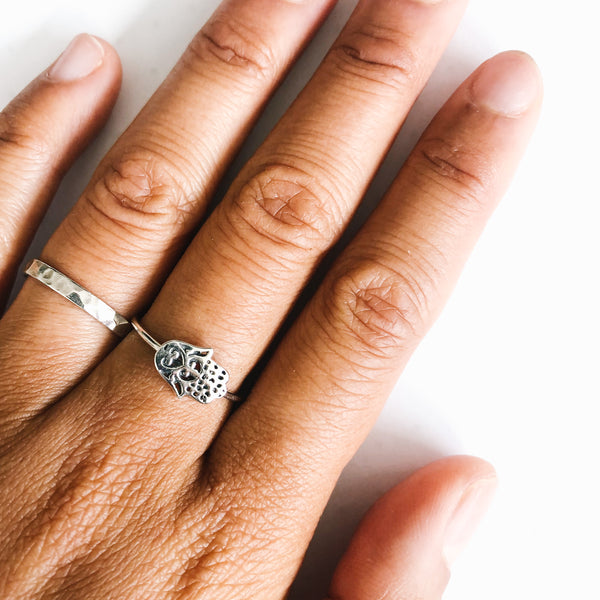 Hamsa Silver Ring