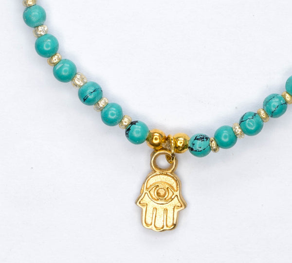 Turquoise mini Hamsa bracelet
