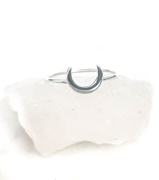 Crescent Moon Sterling Silver Ring