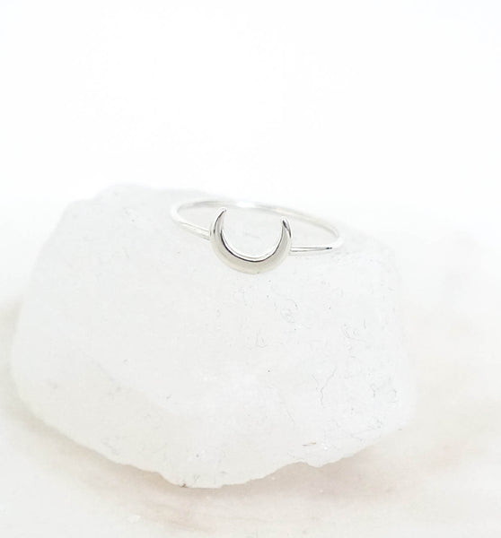 Crescent Moon Sterling Silver Ring